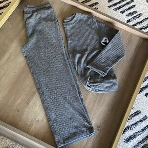 Gray Ribbed Twist front Lounge Set